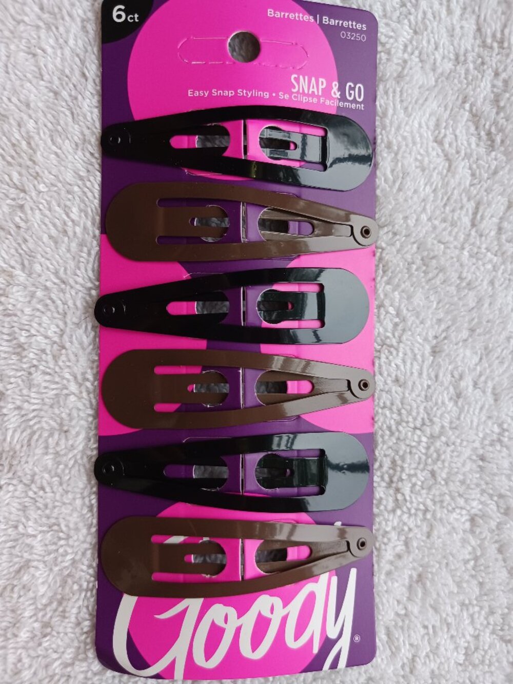 6 Goody 2 1/2" Large Contour Metal Snap Hair Clips Basic Painted Black Brown 21